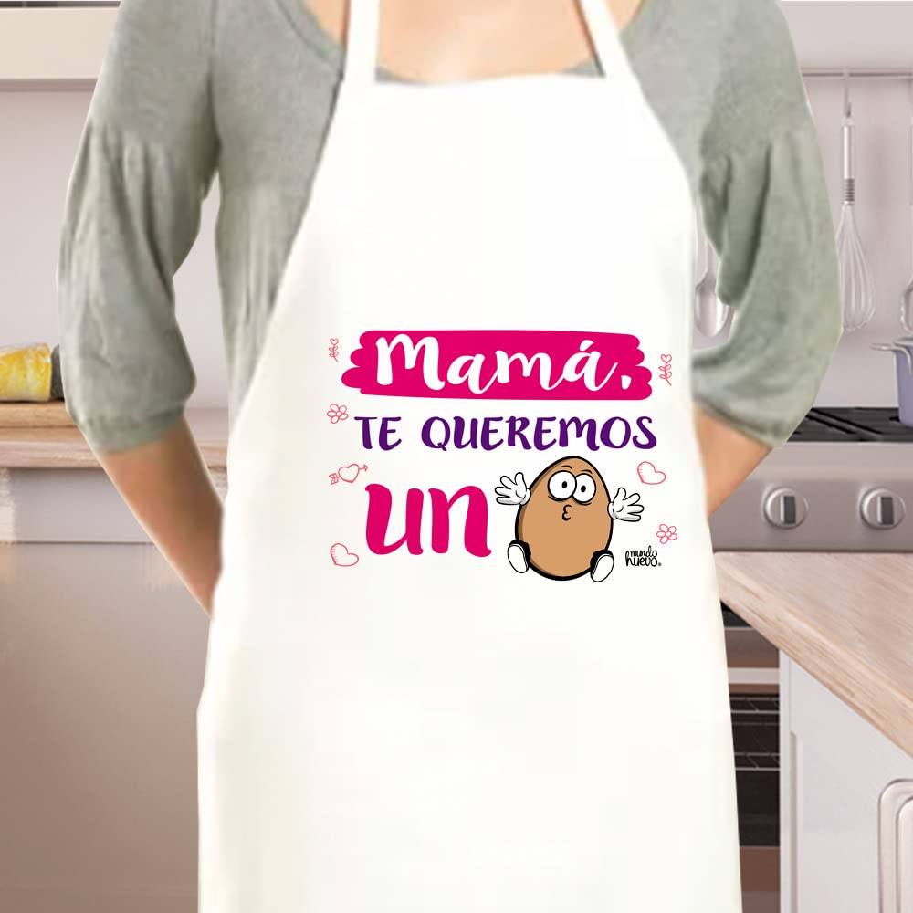 Delantal | MAMÁ TE QUEREMOS UN HUEVO | Regalo divertido.