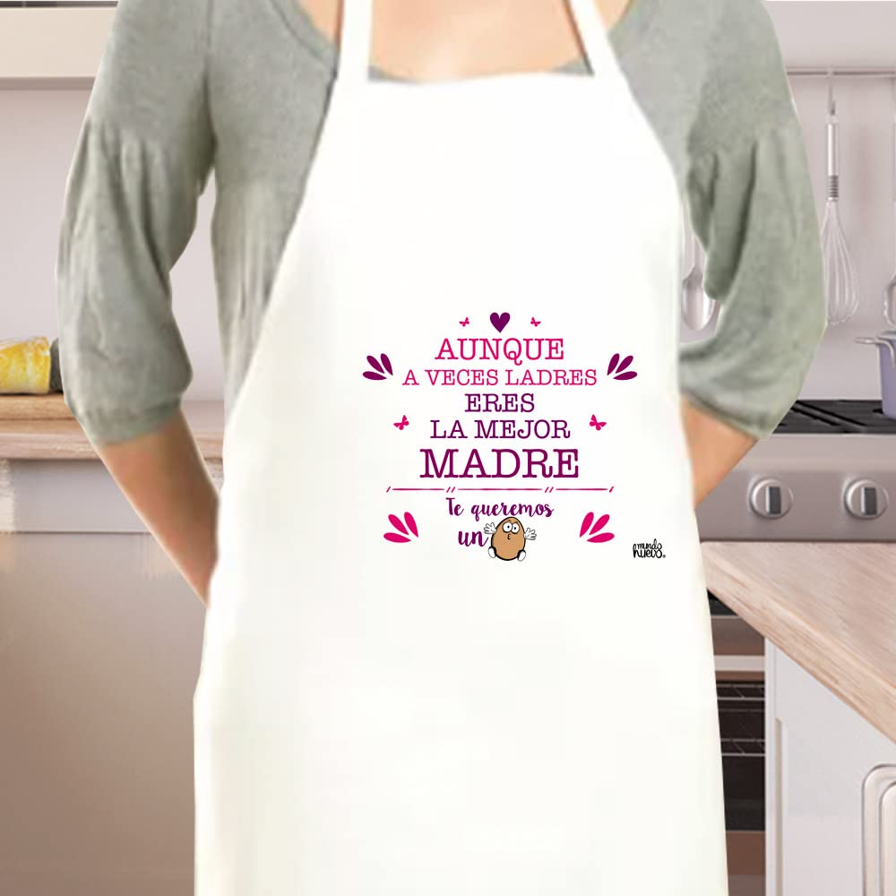 Delantal | AUNQUE A VECES LADRES ERES LA MEJOR MADRE | Regalo divertido.