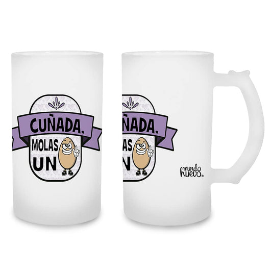 Jarra de cerveza Cuñada molas un huevo