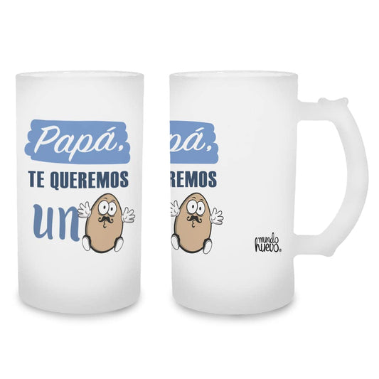 Jarra de cerveza Papá te queremos un huevo
